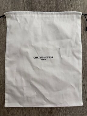 Authentic New Dior White Drawstring Dust Bag with Black Cord sz 11/9